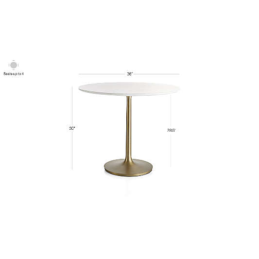 Nero 36" White Marble Dining Table with Brass Base