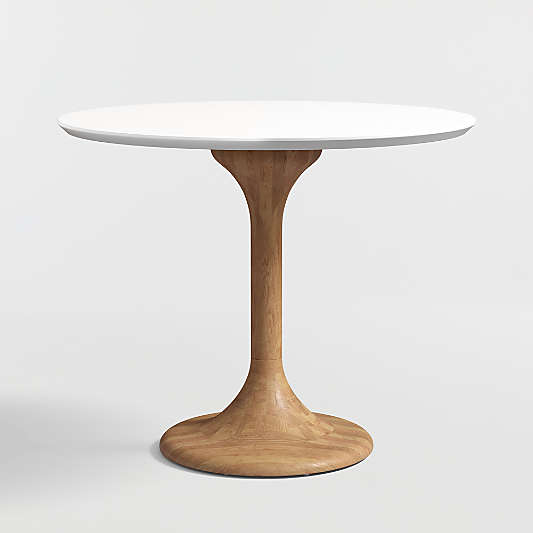Nero 36" White Quartz Dining Table with Wood Base