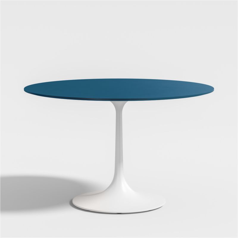 Nero 48" Blue Lacquer Dining Table with White Base