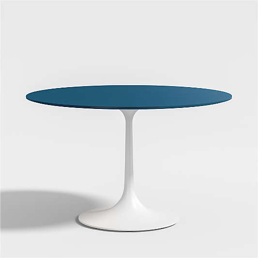 Nero 48" Blue Lacquer Dining Table with White Base