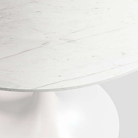 Nero 48" White Marble Dining Table with White Base