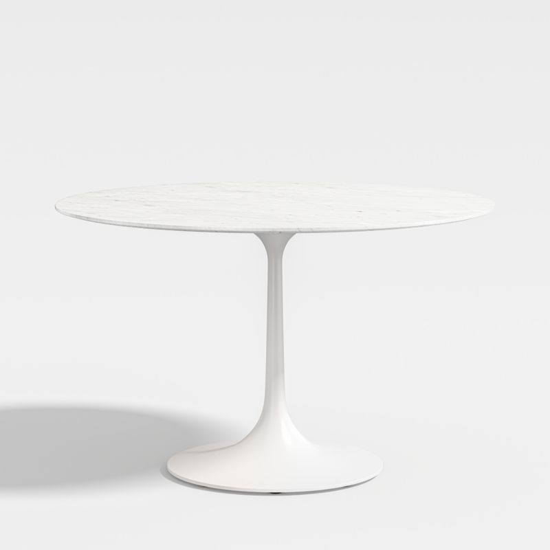 Nero 48" White Marble Dining Table with White Base