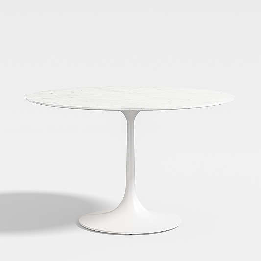 Nero 48" White Marble Dining Table with White Base