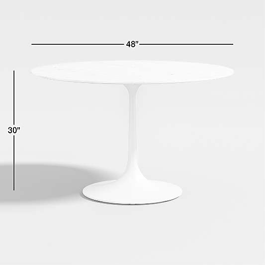 Nero 48" White Marble Dining Table with White Base