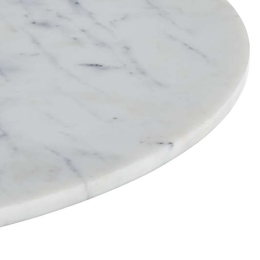 Nero White Marble 19" Round Pedestal End Table