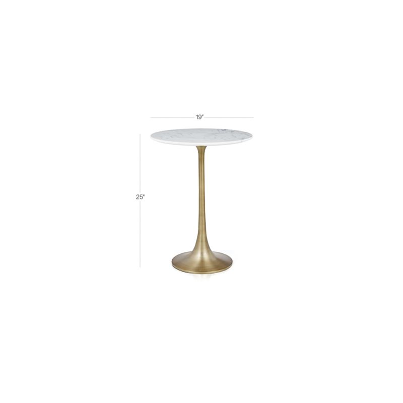 View Nero White Marble Round Accent Table - image 2 of 19