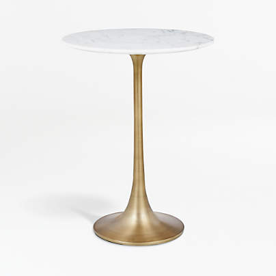 Nero White Marble Round Accent Table