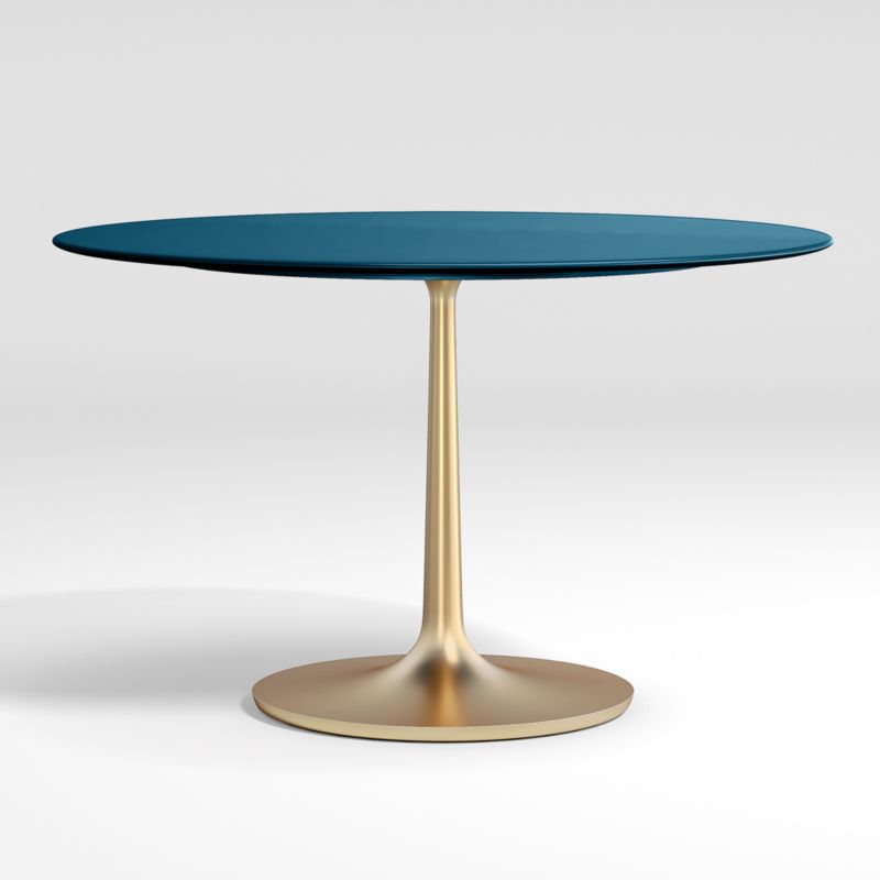 Nero 48" Blue Lacquer Dining Table with Brass Base - image 0 of 8