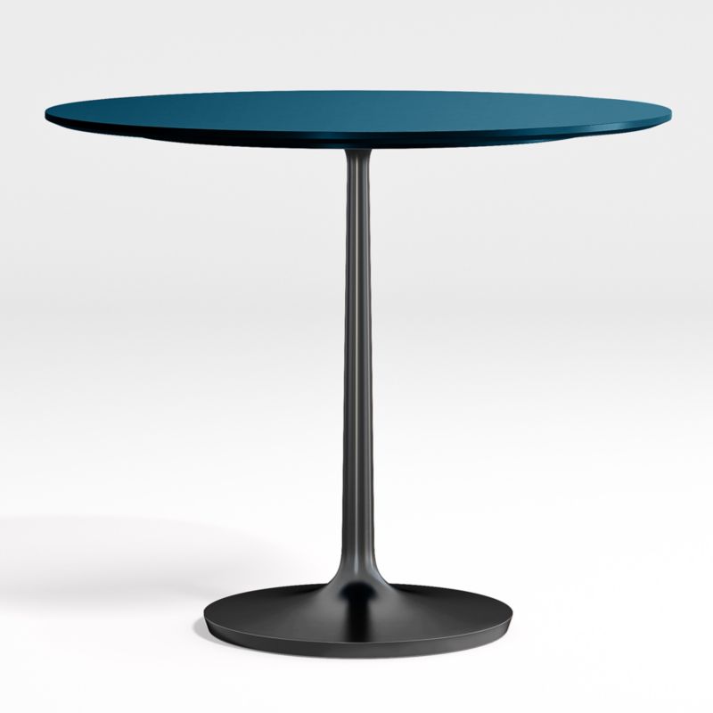 Nero 36" Blue Lacquer Dining Table with Matte Black Base