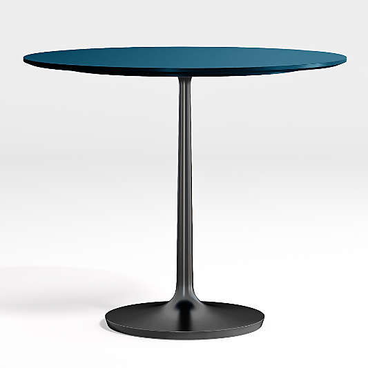 Nero 36" Blue Lacquer Dining Table with Matte Black Base