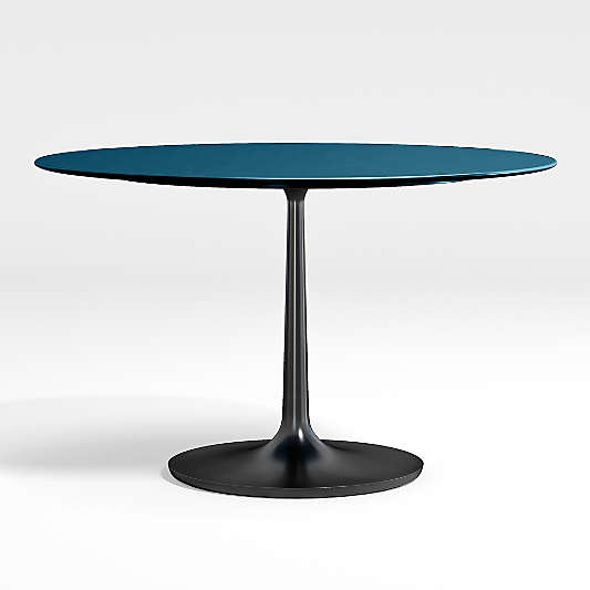 Nero 48" Blue Lacquer Dining Table with Matte Black Base