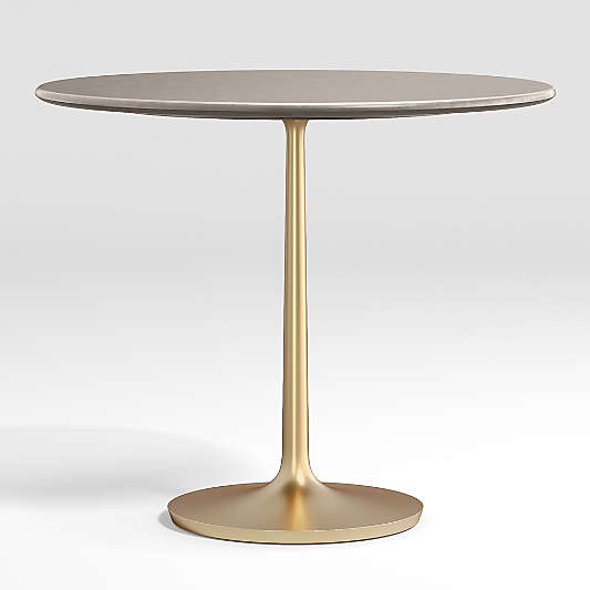 Nero 36" Round Concrete Dining Table with Brass Base