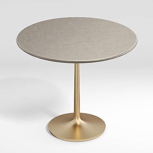 Nero Round Concrete Dining Table with Brass Base (36"-48")