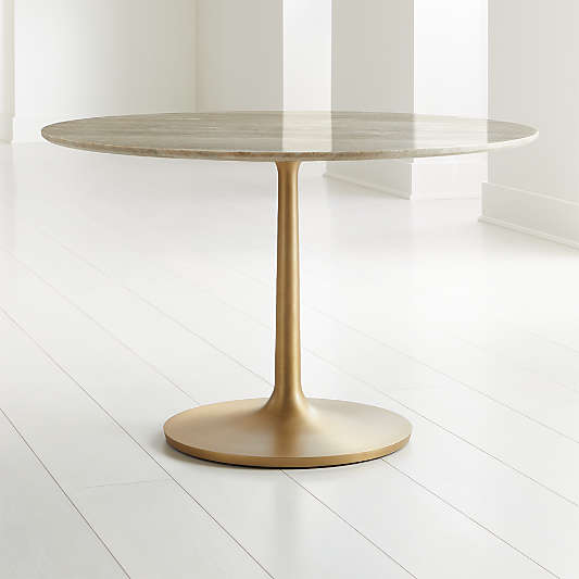 Nero 48" Brown Marble Dining Table with Brass Base