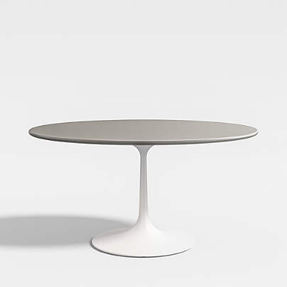 Nero Oval Concrete 60" Dining Table with White Base