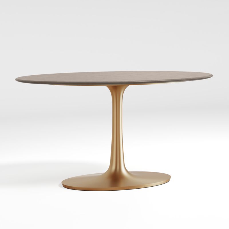 Nero Oval Concrete 60" Dining Table with Brass Base