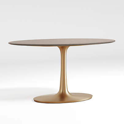 Nero Oval Concrete 60" Dining Table with Brass Base