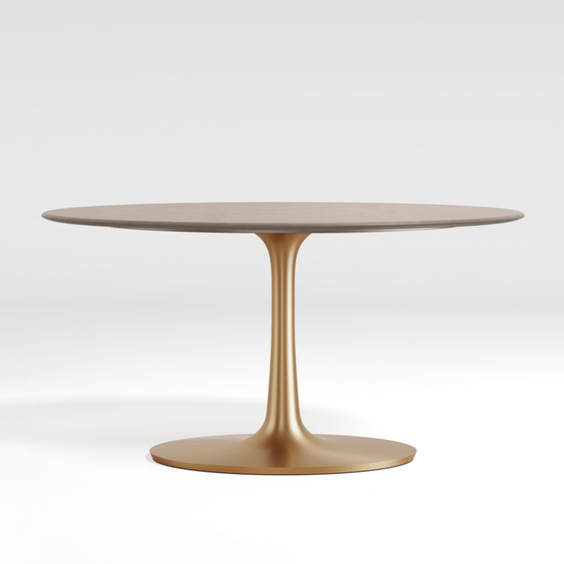 Nero Oval Concrete 60" Dining Table with Brass Base