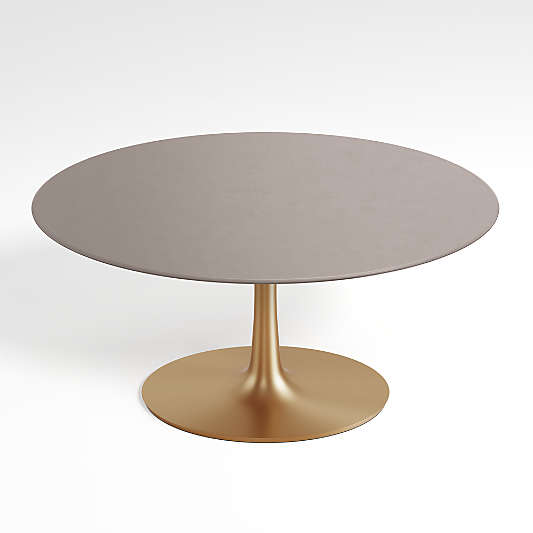 Nero Concrete Dining Table with Brass Base (36"-60")