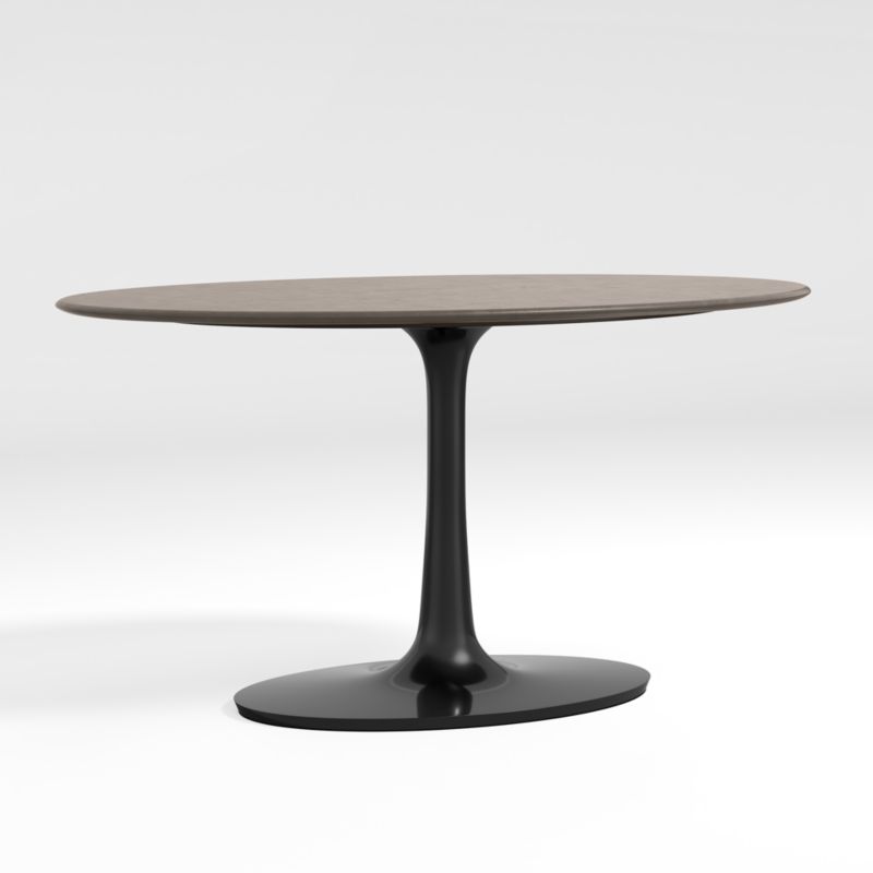 Nero Oval Concrete Top Table with Matte Black Base + Reviews | Crate & Barrel