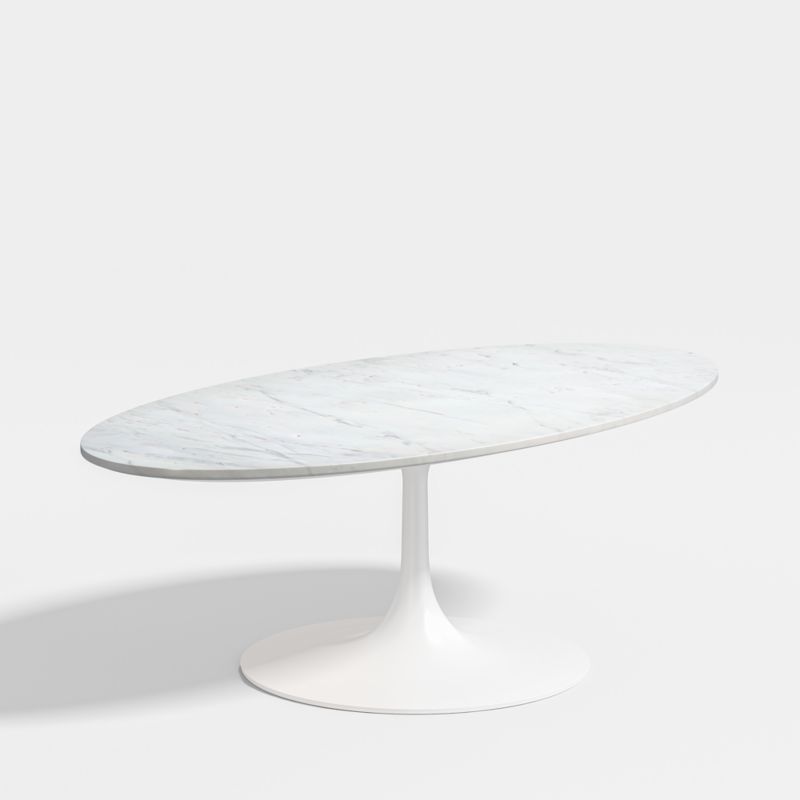 Nero White Marble and Matte White Base 50" Oval Coffee Table - image 6 of 15