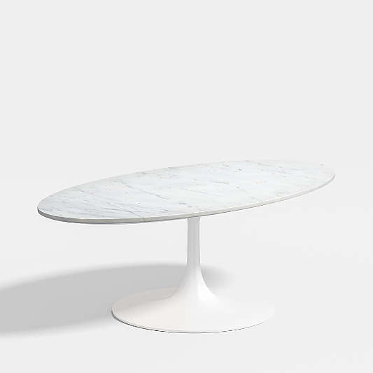 Nero White Marble and Matte White Base 50" Oval Coffee Table