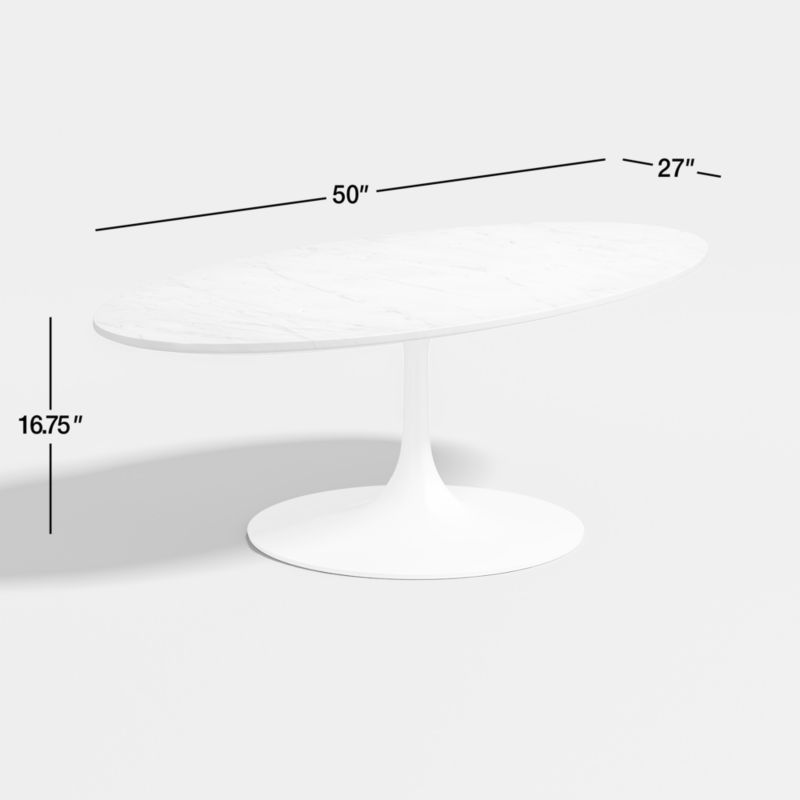 View Nero White Marble and Matte White Base 50" Oval Coffee Table - image 3 of 15