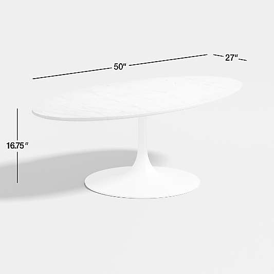 Nero White Marble and Matte White Base 50" Oval Coffee Table