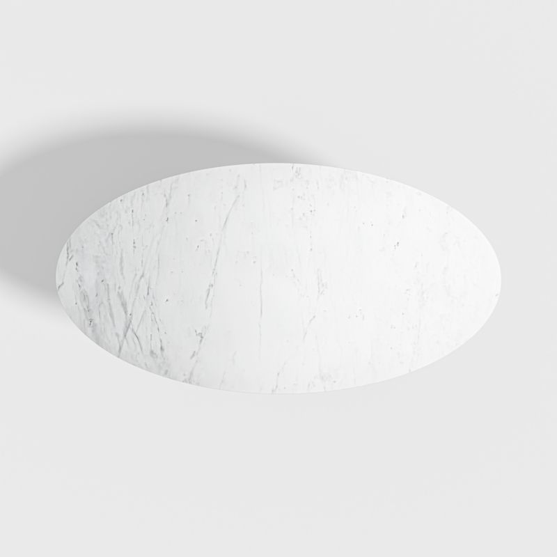 Nero White Marble and Matte White Base 50" Oval Coffee Table - image 8 of 15