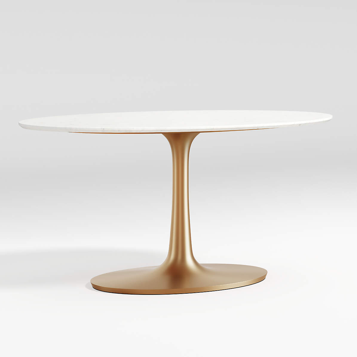 Nero Oval White Marble Dining Table with Brass Base + Reviews | Crate &  Barrel