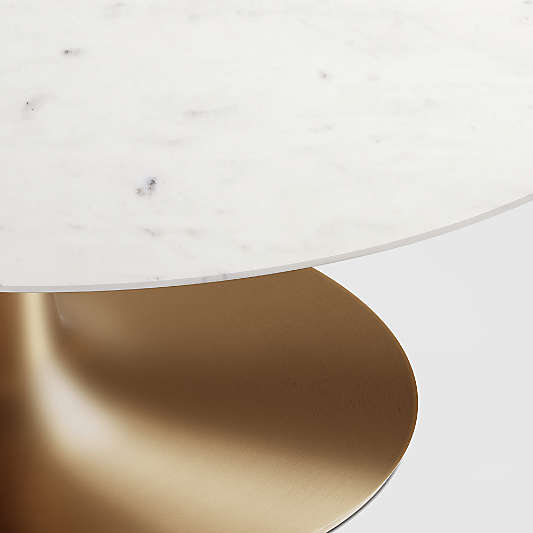 Nero 60" White Marble and Brass Oval Bistro Dining Table
