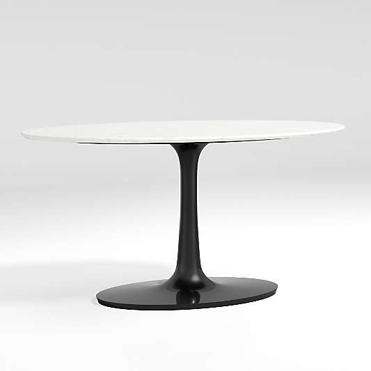 Nero Oval White Marble Top 60" Dining Table with Matte Black Base