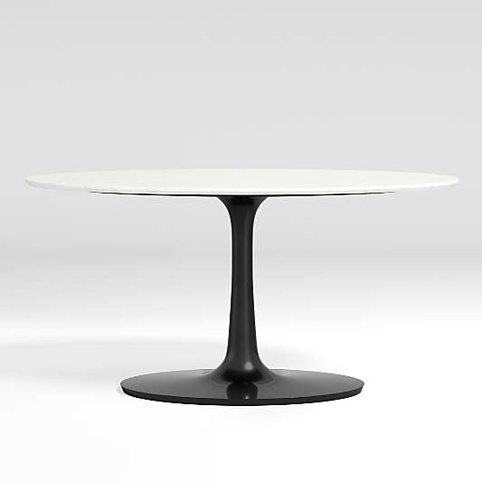 Nero Oval White Marble Top 60" Dining Table with Matte Black Base