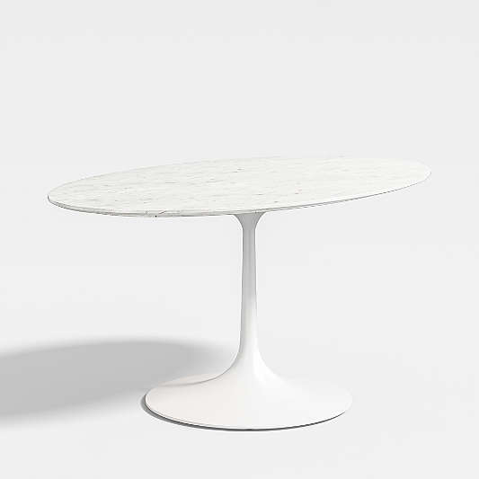 Nero Oval White Marble Top 60" Dining Table with Matte White Base