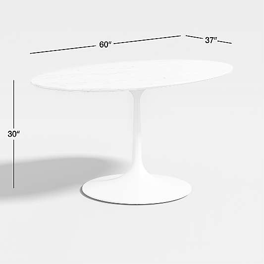 Nero Oval White Marble Top 60" Dining Table with Matte White Base