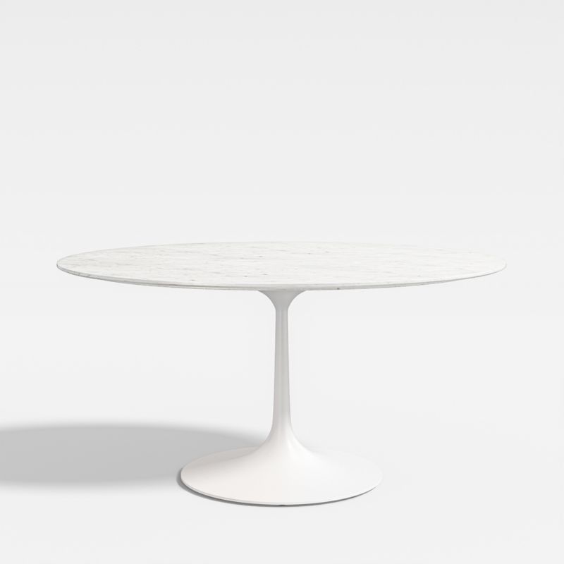 Nero Oval White Marble Top 60" Dining Table with Matte White Base - image 4 of 12