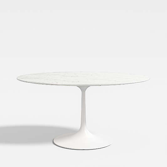 Nero Oval White Marble Top 60" Dining Table with Matte White Base