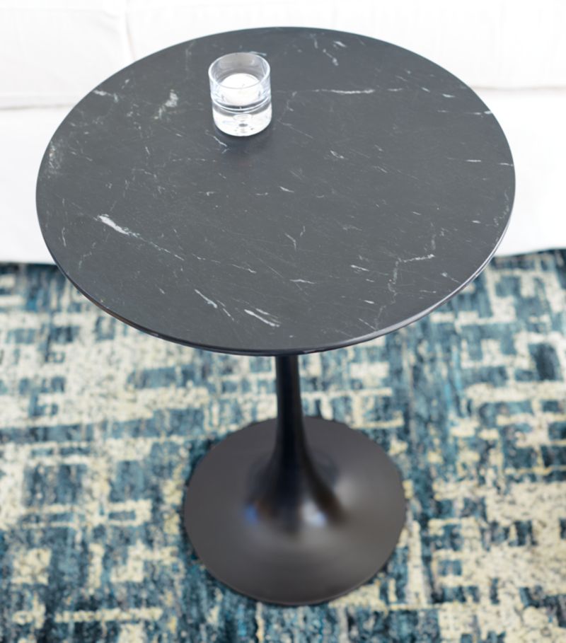 Nero Black Marble Round Accent Table - image 3 of 14