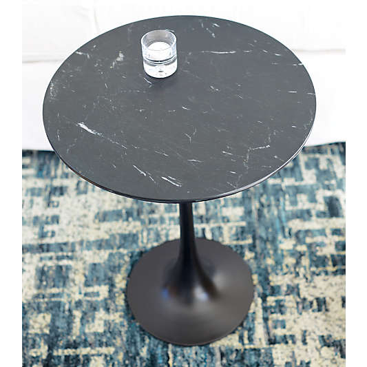 Nero Black Marble Round Accent Table