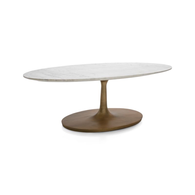 Nero White Marble and Brass Base 50" Oval Coffee Table - image 6 of 16