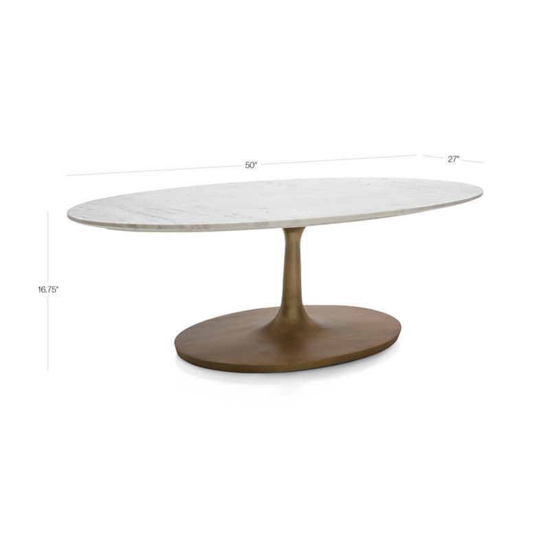 View Nero White Marble and Brass Base 50" Oval Coffee Table - image 2 of 17