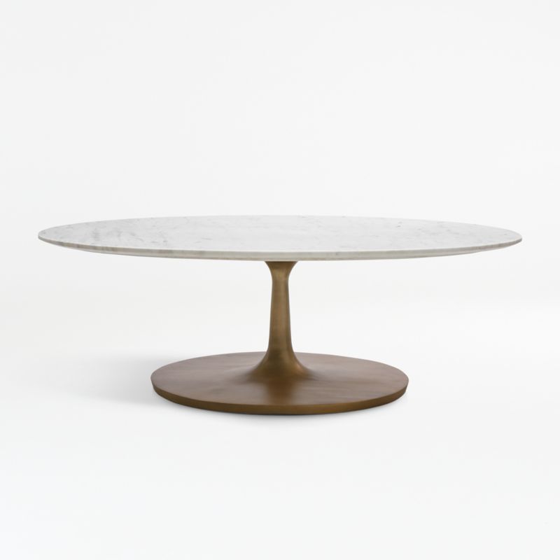 Currs Glam Oval Coffee Table Marble Top with Stainless Steel Frame