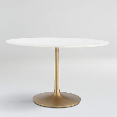 Nero 48" White Marble Dining Table with Brass Base
