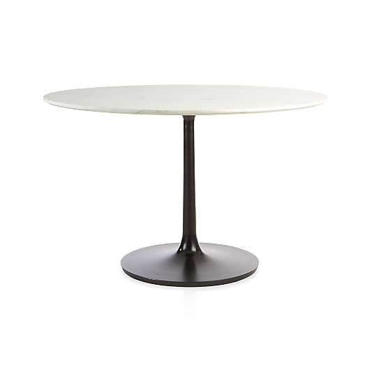 Nero 48" White Marble Dining Table with Matte Black Base