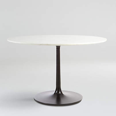 Nero 48" White Marble Dining Table with Matte Black Base