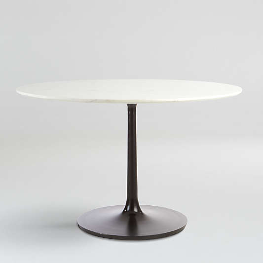 Nero 48" White Marble Dining Table with Matte Black Base