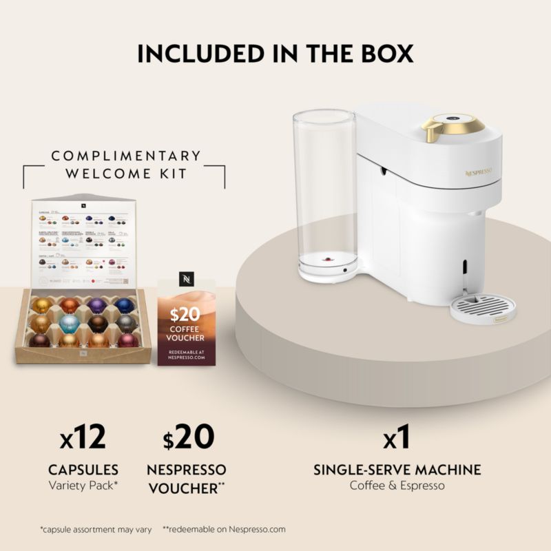 Nespresso ® by De'Longhi ® Vertuo Pop+ Deluxe White and Gold Coffee and Espresso Machine - image 1 of 8