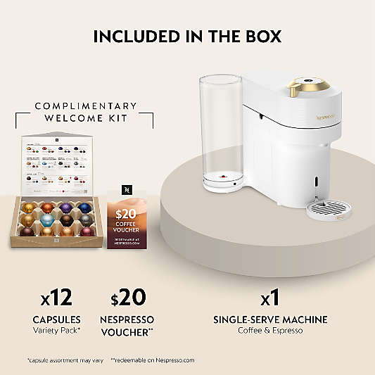 Nespresso ® by De'Longhi ® Vertuo Pop+ Deluxe White and Gold Coffee and Espresso Machine