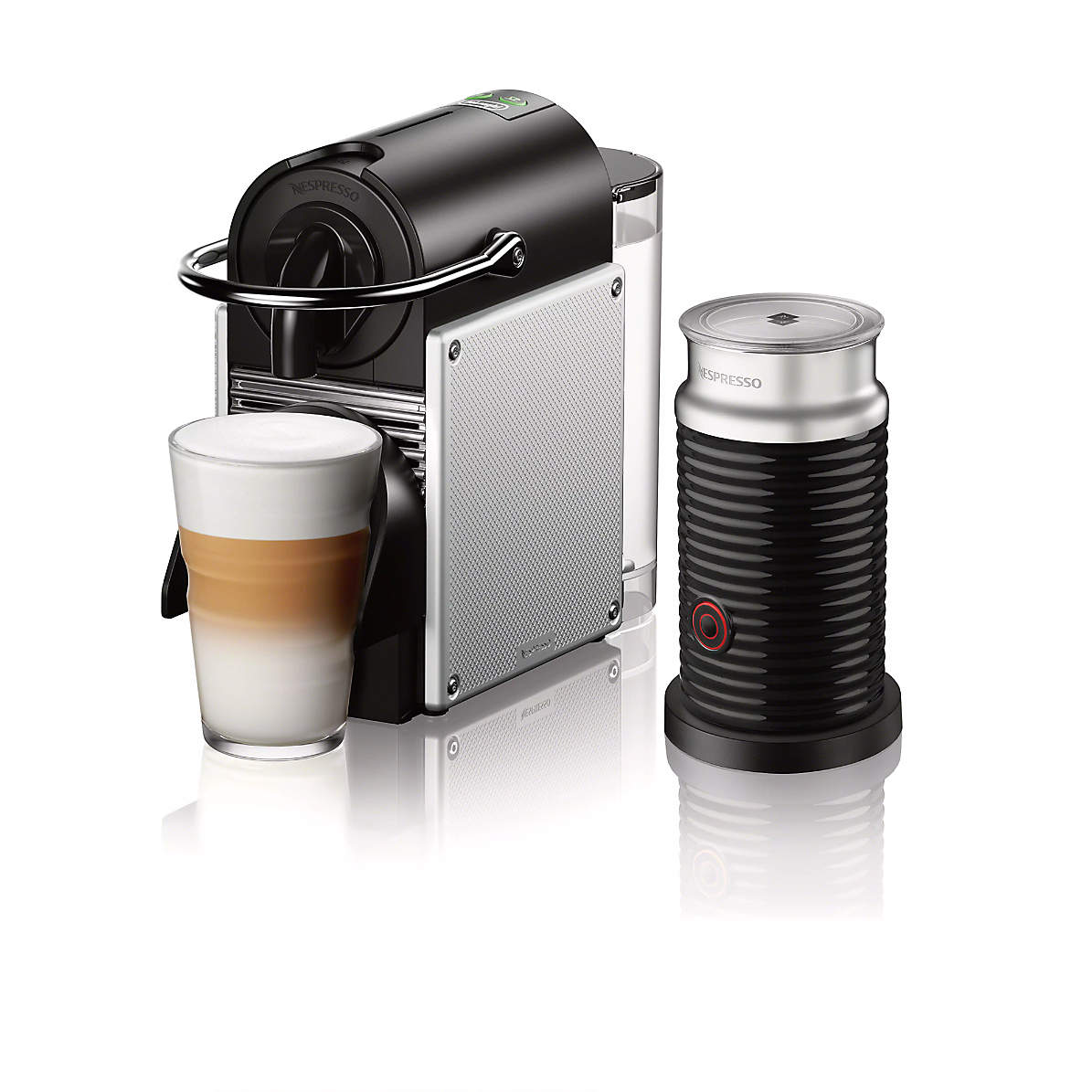 Nespresso by De'Longhi Aluminum Pixie Machine with Aeroccino Bundle | Crate & Barrel