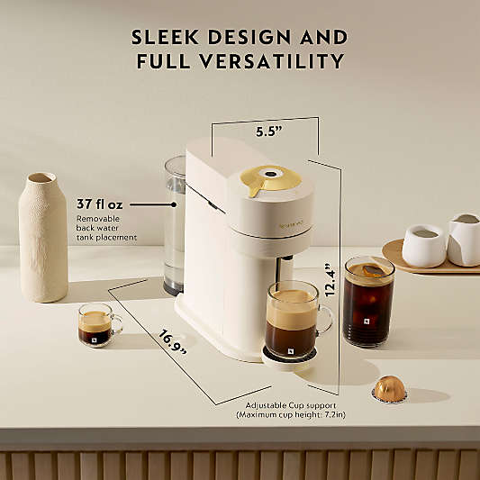 Nespresso ® by De'Longhi ® Vertuo Next Premium Coffee and Espresso Machine with Aeroccino Frother in Creamy White with Gold Accents